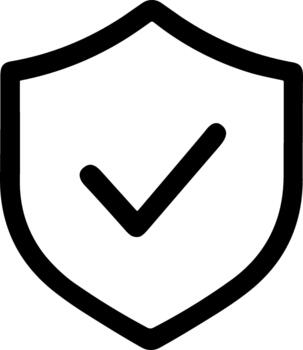 sencillo negro línea icono de un proteger con un marca de verificación dentro vector