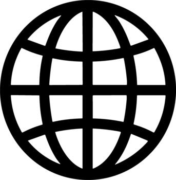 Simple black globe icon with grid lines on a white background vector