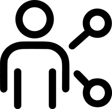 User analysis and research icon with magnifying glass. vector