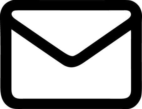 Simple black outline envelope icon for email and mail communication. vector