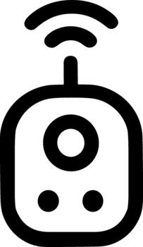 Minimalist wireless remote control icon with antenna signal. vector