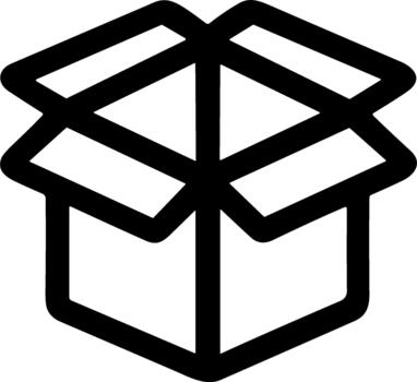 Simple black line icon of an open cardboard box line vector