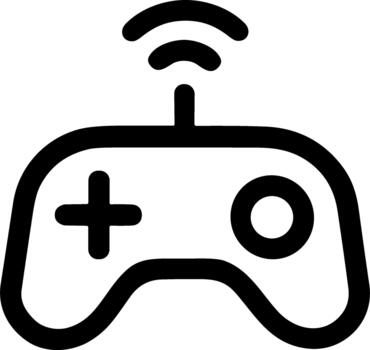 sencillo negro línea icono de un inalámbrico juego controlador. vector