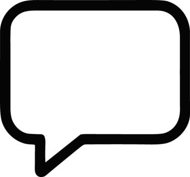 Simple black outline icon of a rectangular speech bubble. vector