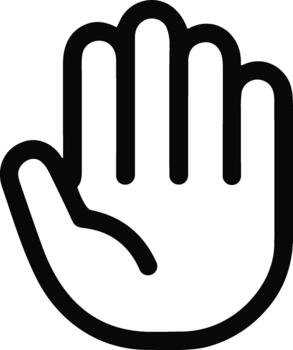 Simple black outline icon of an open hand gesture line vector