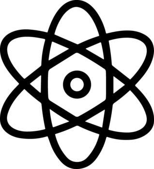 Simple black line icon of an atom symbol for science and physics vector