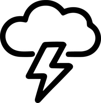 sencillo negro línea icono de un tormenta nube con relámpago vector