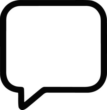 Simple black outline of a square speech bubble icon. vector