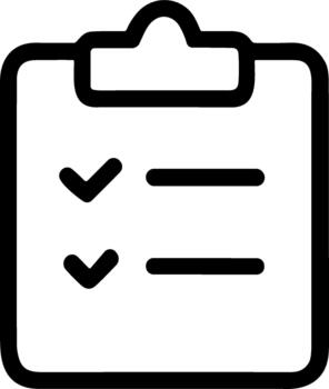 minimalista línea icono de un portapapeles con un terminado Lista de Verificación. vector