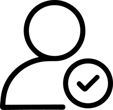 User verification icon with a checkmark for account approval vector