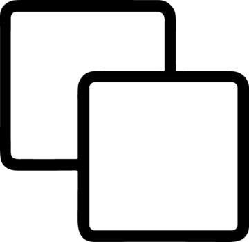 Black outline icon of two overlapping rounded squares. vector