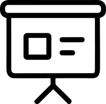 presentación pantalla línea icono en un trípode pararse. vector