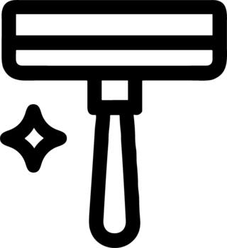 Simple black line icon of a razor with a sparkle. vector