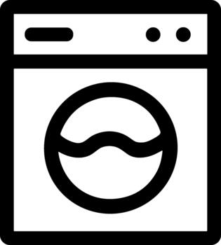 Simple black line icon of a front loading washing machine. vector