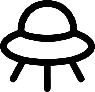 Simple black line art icon of a UFO spaceship line vector