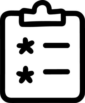 Simple black line icon of a clipboard with a checklist line vector