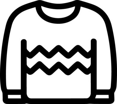 Minimalist line art icon of a winter sweater with a chevron pattern. vector