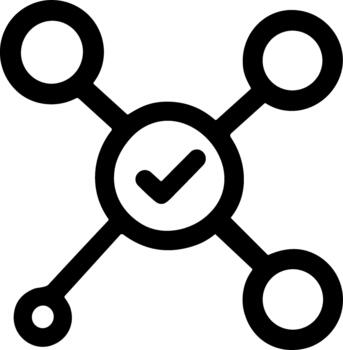 Validated Network Structure Black Line Icon. vector