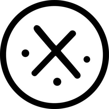 Abstract geometric symbol with a cross and dots inside a circle. vector