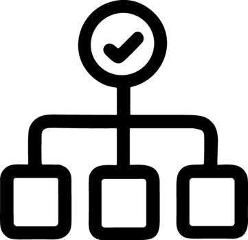 Minimalist Organizational Hierarchy Chart with Checkmark Icon Representing Verified Workflow, Approved Structure, and Team Management vector