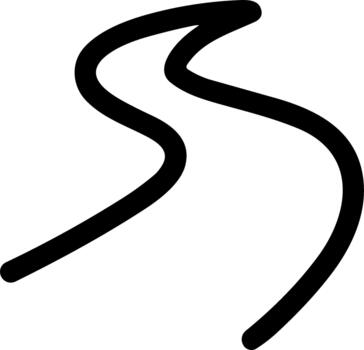 Minimalist Curved Road or Path Line Art Symbol Representing Journey, Navigation, Route Planning, and Travel Direction vector