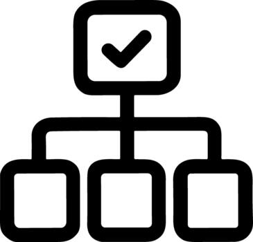 Minimalist Organizational Hierarchy Chart Line Icon Representing Management Structure, Workflow System, and Team Organization vector