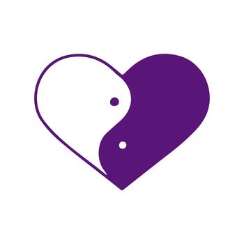 A symbolic representation of love and duality, featuring a heart-shaped design split into contrasting purple and white halves, embodying harmony and interconnectedness vector