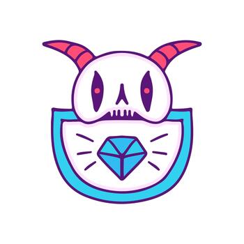 místico cráneo con un diamante un divertido y caprichoso dibujos animados ilustración para varios diseño proyectos vector
