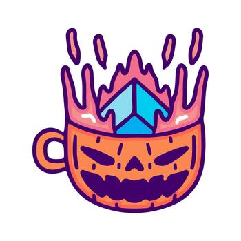 Pumpkin Latte with Ice Cube Splash vector