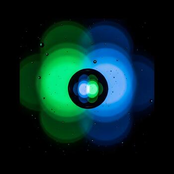 Abstract Microscopic World Exploring Green and Blue Light Refraction Creating a Sci Fi Ambiance Perfect for Technological or Scientific Visualizations photo