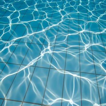 Serene Swimming Pool Water Reflection and Tile Texture Creating a Peaceful Blue Background for Relaxation and Vacation Concepts Offering a Cool Refreshing Feel with Geometric Patterns photo