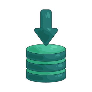 base de datos apilar con descargar flecha ilustración vector