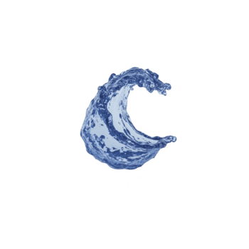 vatten stänk Vinka i halvmåne form, isolerat på transparent bakgrund, klar blå flytande, dynamisk rörelse, uppfriskande och rena, lämplig för design eller reklam använda sig av png