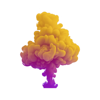 amarillo y púrpura tinta nube formas vibrante resumen forma parecido a árbol, aislado en transparente fondo, con suave, ondulante textura y dinámica movimienot, evocando creatividad y energía png