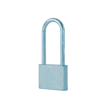 trasparente lucchetto con digitale circuito modello, simboleggiante sicurezza informatica, dati protezione, e moderno tecnologia, isolato su trasparenza sfondo, veicolare sicurezza e innovazione png