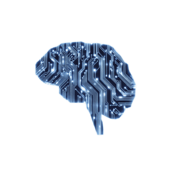 digitale cervello circuito illustrazione, raggiante blu Linee modulo umano cervello forma su trasparenza sfondo, simboleggiante artificiale intelligenza, tecnologia, e futuristico innovazione png