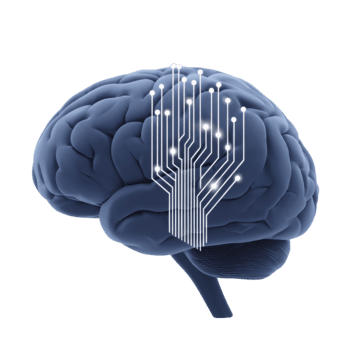 Artificial intelligence concept with digital circuit integrated into human brain, symbolizing technology, innovation, and futuristic thinking in neuroscience and machine learning png