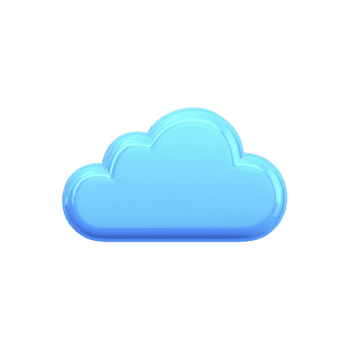 Blue cloud icon, glossy style, isolated on transparent background, symbolizing weather, data storage, or technology concepts, with modern and cheerful appearance png