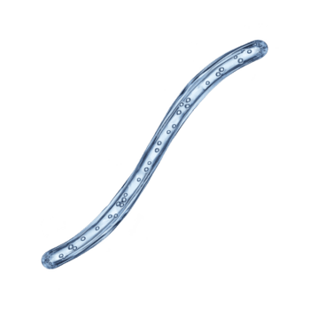 Transparent glass tube with bubbles, curved in S shape, isolated on transparency background, reflecting light, clean and modern, suitable for science or laboratory concepts png