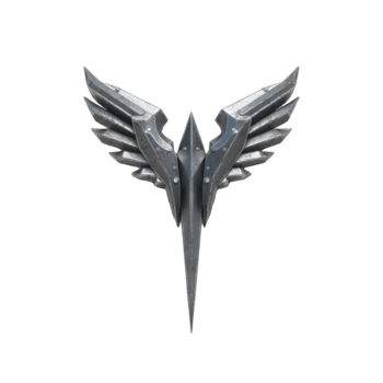 metallo alato emblema con acuto bordi, argento colore, e futuristico disegno, simboleggiante forza e libertà, isolato su trasparente sfondo, evoca senso di energia e resilienza png