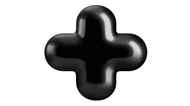 glansig svart plus tecken med avrundad kanter, isolerat på transparent bakgrund, modern minimal stil, lämplig för medicinsk, teknologi, eller gränssnitt design begrepp png