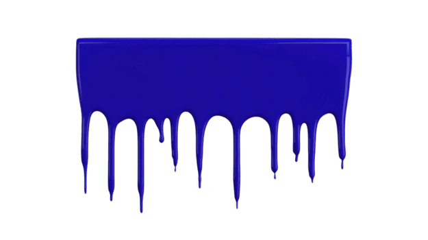 blu dipingere gocciola giù a partire dal rettangolare superficie, la creazione di vivido, artistico, e creativo effetto con lucido struttura e moderno stile su trasparente sfondo png