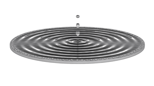 Water drop ripple splash liquid clear reflection round surface wave isolated create calming effect as single droplet falls into still pool forming concentric circles and gentle movement png