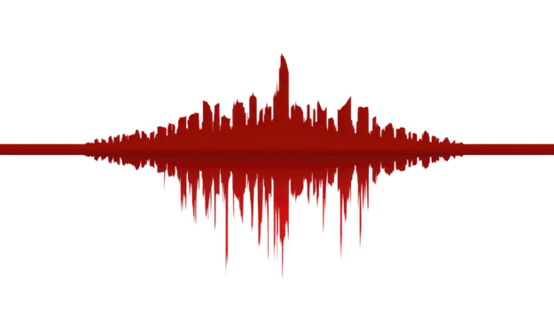 rosso onda sonora Audio waveform isolato su trasparente sfondo astratto digitale arte acuto picchi e valli moderno tecnologia energico e dinamico visivo adatto per musica o Podcast temi png