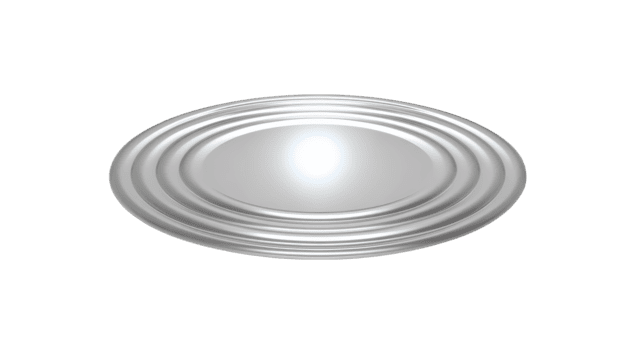 metallico il giro piatto con concentrico cerchi brillante argento superficie isolato su trasparente sfondo moderno minimo design riflessivo pulito futuristico elegante semplice astratto png