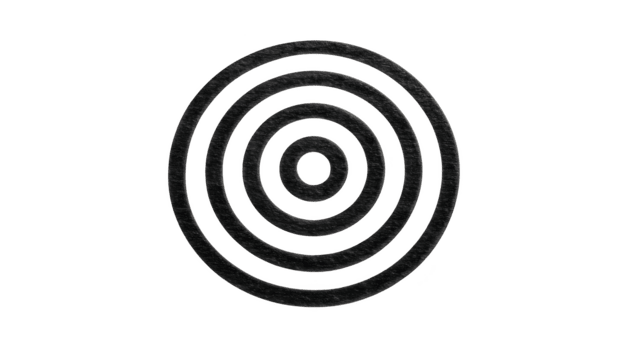 Black concentric circles geometric pattern abstract design isolated on transparent background modern minimal style symmetry graphic element target shape simple line art png