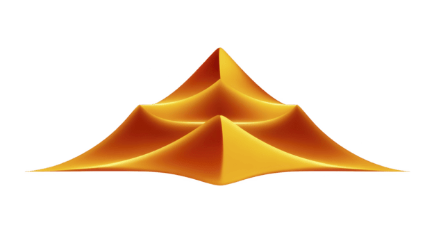 gyllene geometrisk pyramid med slät yta, abstrakt 3d form, modern design, isolerat på transparent bakgrund, kreativ skulptur, trogen konst, elegant och minimalistisk stil png