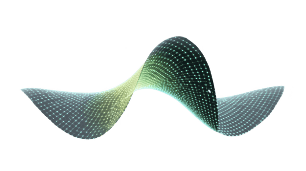 Abstract 3D wave surface with grid pattern, smooth flowing shape, digital mesh, futuristic technology, and glowing gradient colors, evoking sense of innovation and creativity png