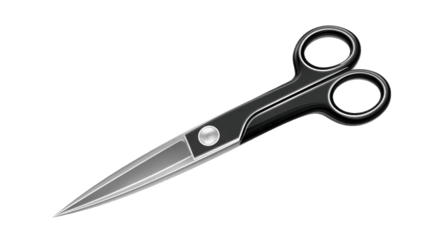 forbici con acuto inossidabile acciaio lama e nero maneggiare, isolato su trasparenza sfondo, Usato per taglio carta, tessuto, o mestiere materiali, pratico e essenziale attrezzo png