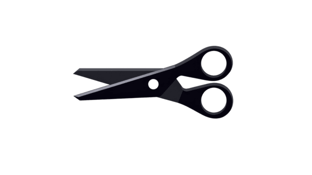 Scissors icon black metal open blade isolated on transparent background simple design tool for cutting paper or fabric minimal style practical and functional png